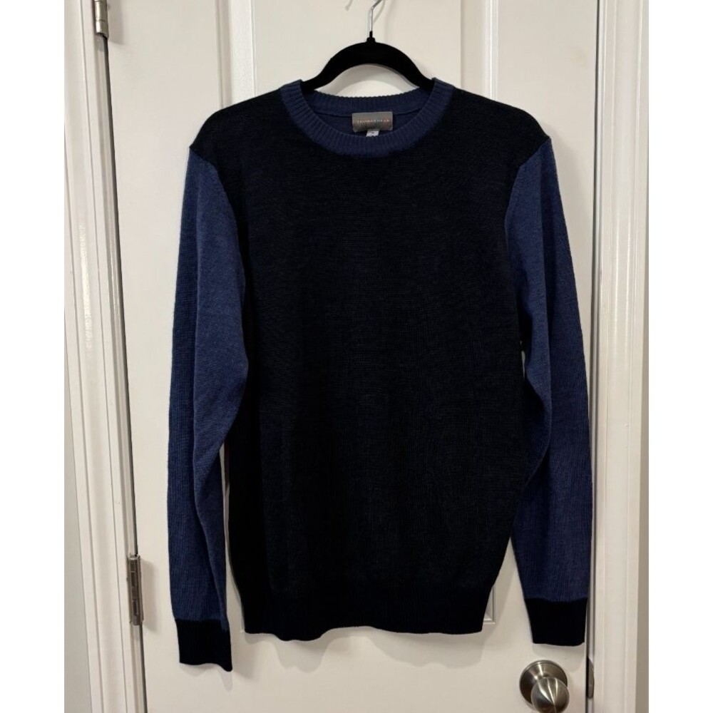 Thomas Dean Merino Wool Sweater Men's Size M Pullover Crew Neck Contrast